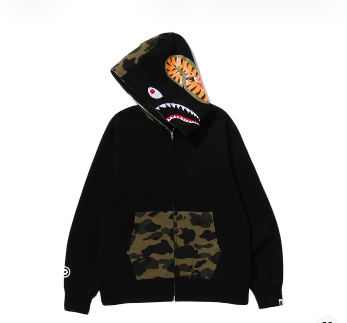 베이프 샤크 풀 집 후드 블랙 XL 상품이미지2