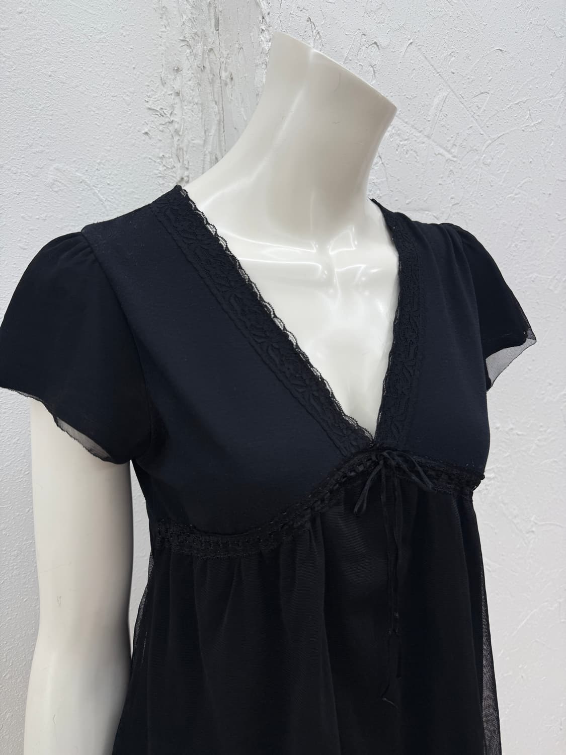 빈티지 블랙 레이스 리본 블라우스 상품이미지2
