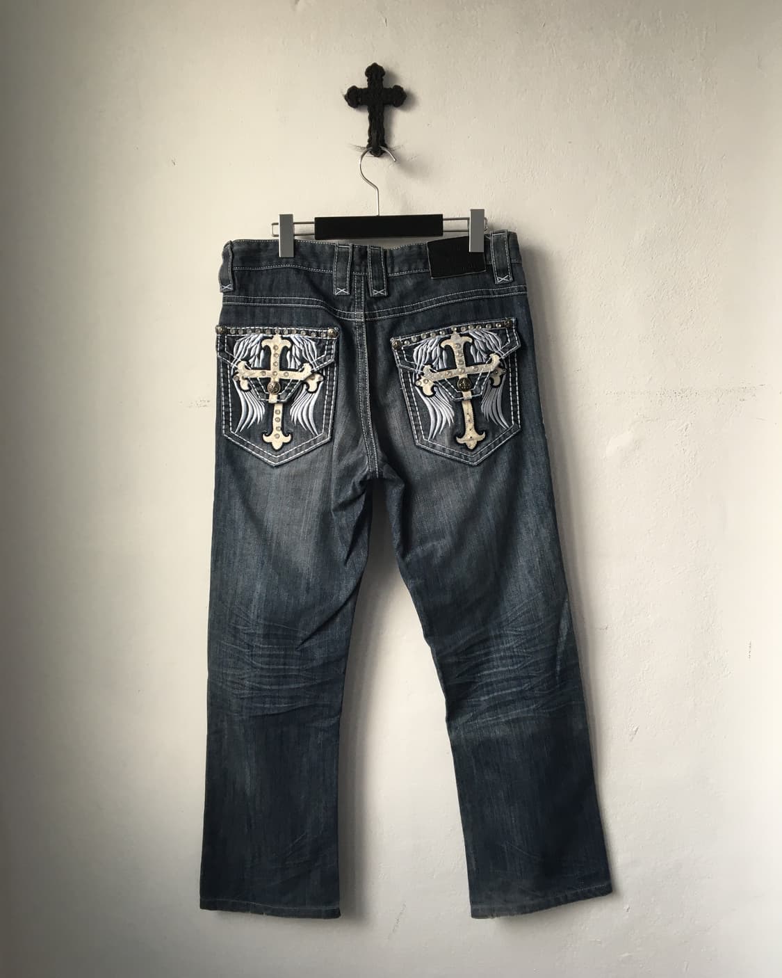 Back cross patch point denim pants 상품이미지2