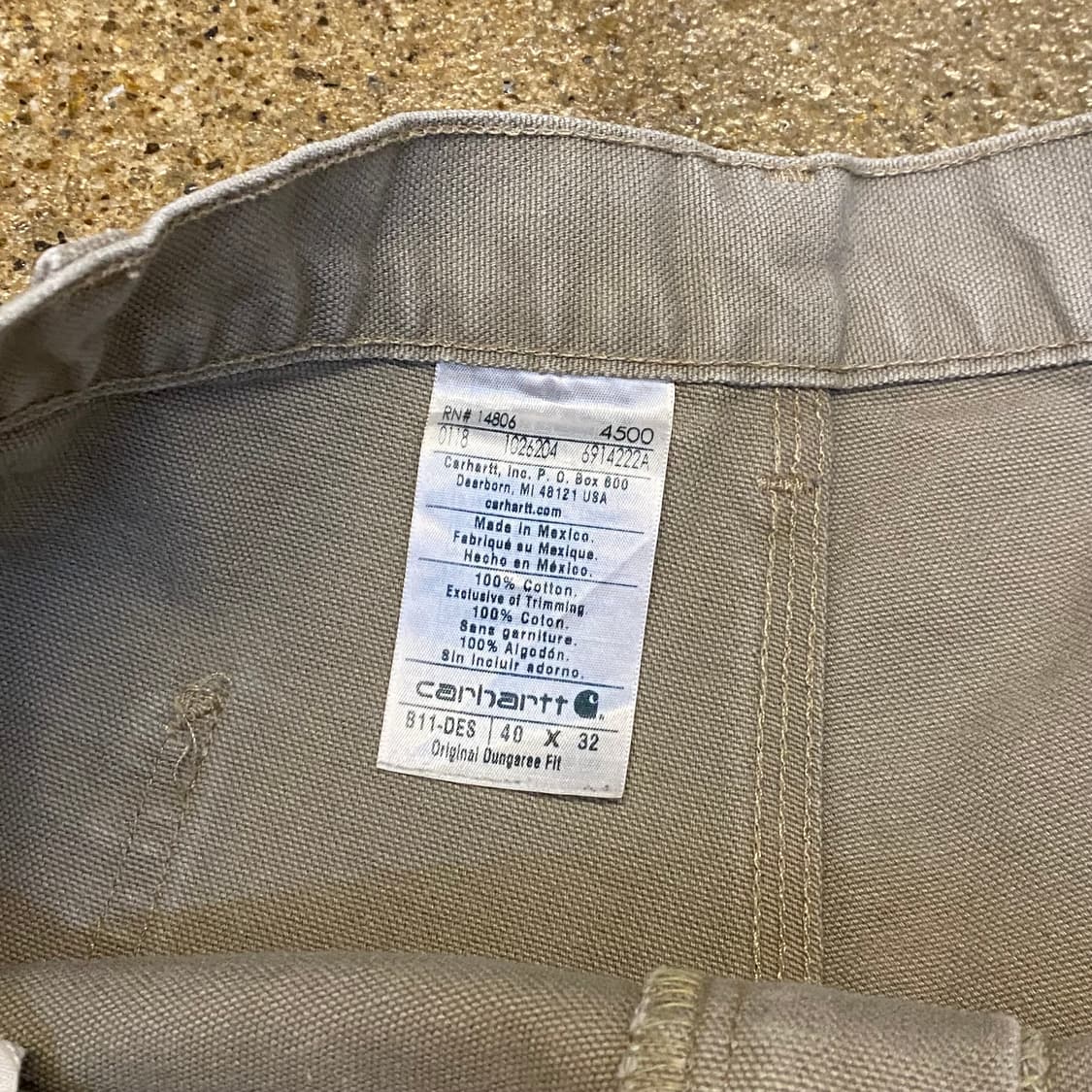 칼하트 베이지 싱글니 워크팬츠 상품이미지7