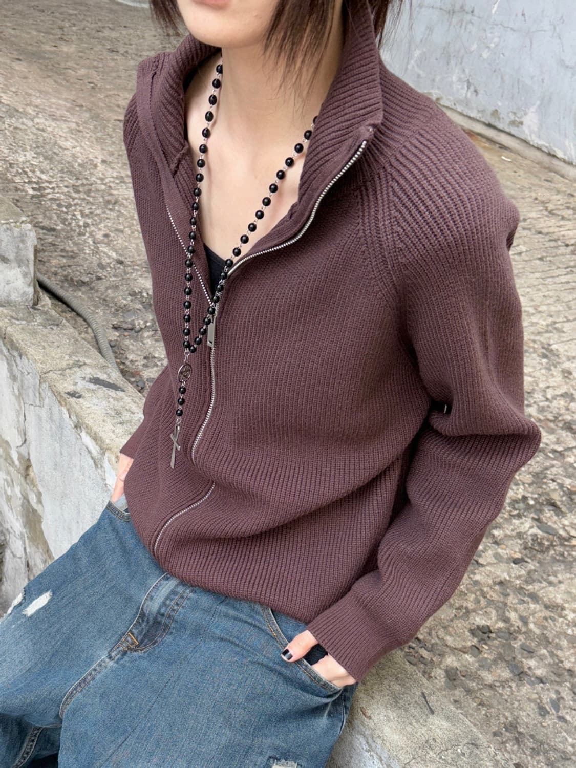 *Pre order [unisex] 코지무드 하이넥 투웨이 니트집업(2c 상품이미지2