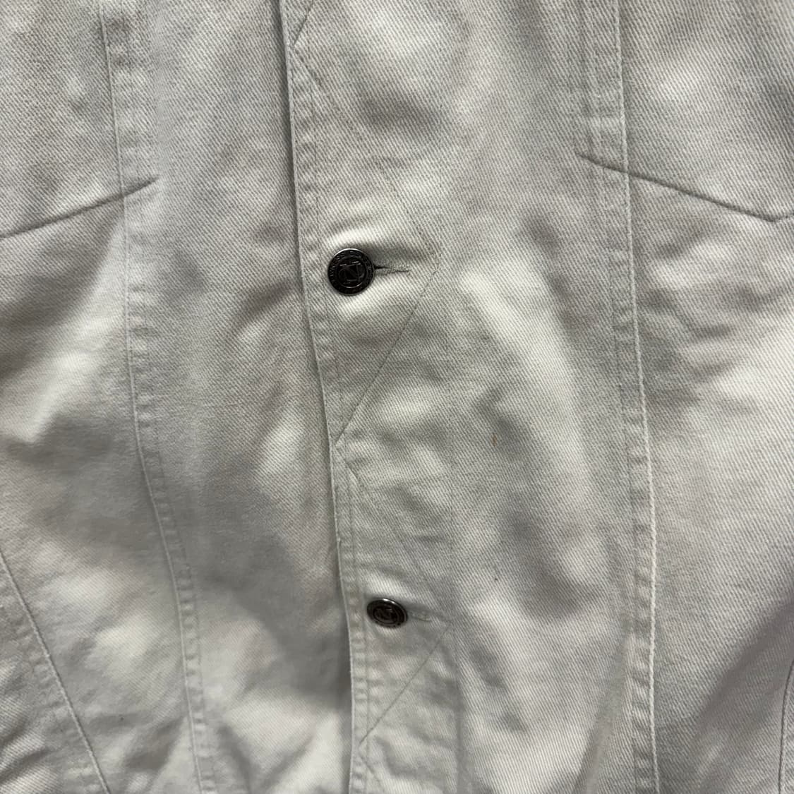 90s ITA VINTAGE 데님 트러커자켓 전면 투포켓 포인트 아이보리 상품이미지8