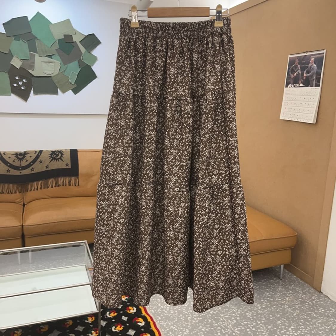 빈티지 밴딩 보헤미안 모리걸 잔꽃 플레어 롱스커트 24인치 C08419 상품이미지4