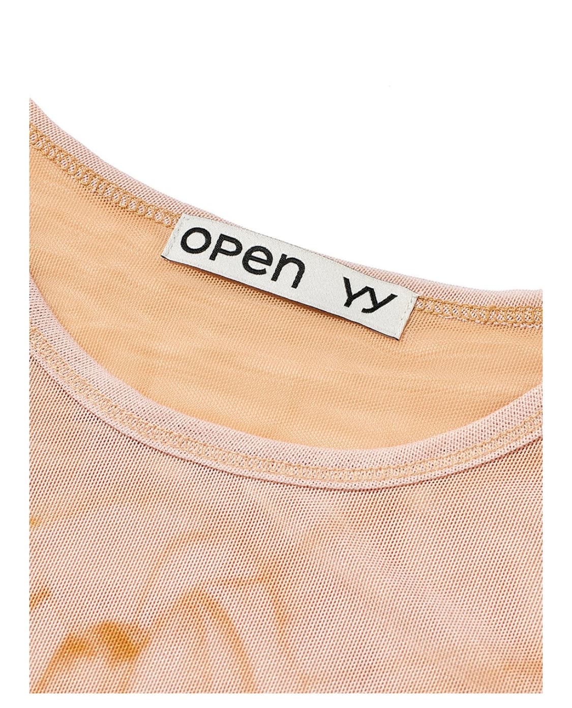 오픈와이와이 RIBBON PRINT MESH TOP 살몬 상품이미지4