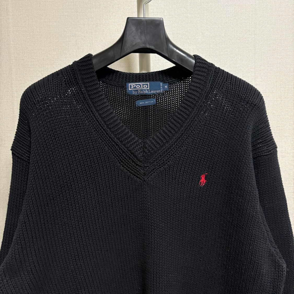 폴로 랄프로렌 V넥 코튼 니트 / 블랙, M 상품이미지2