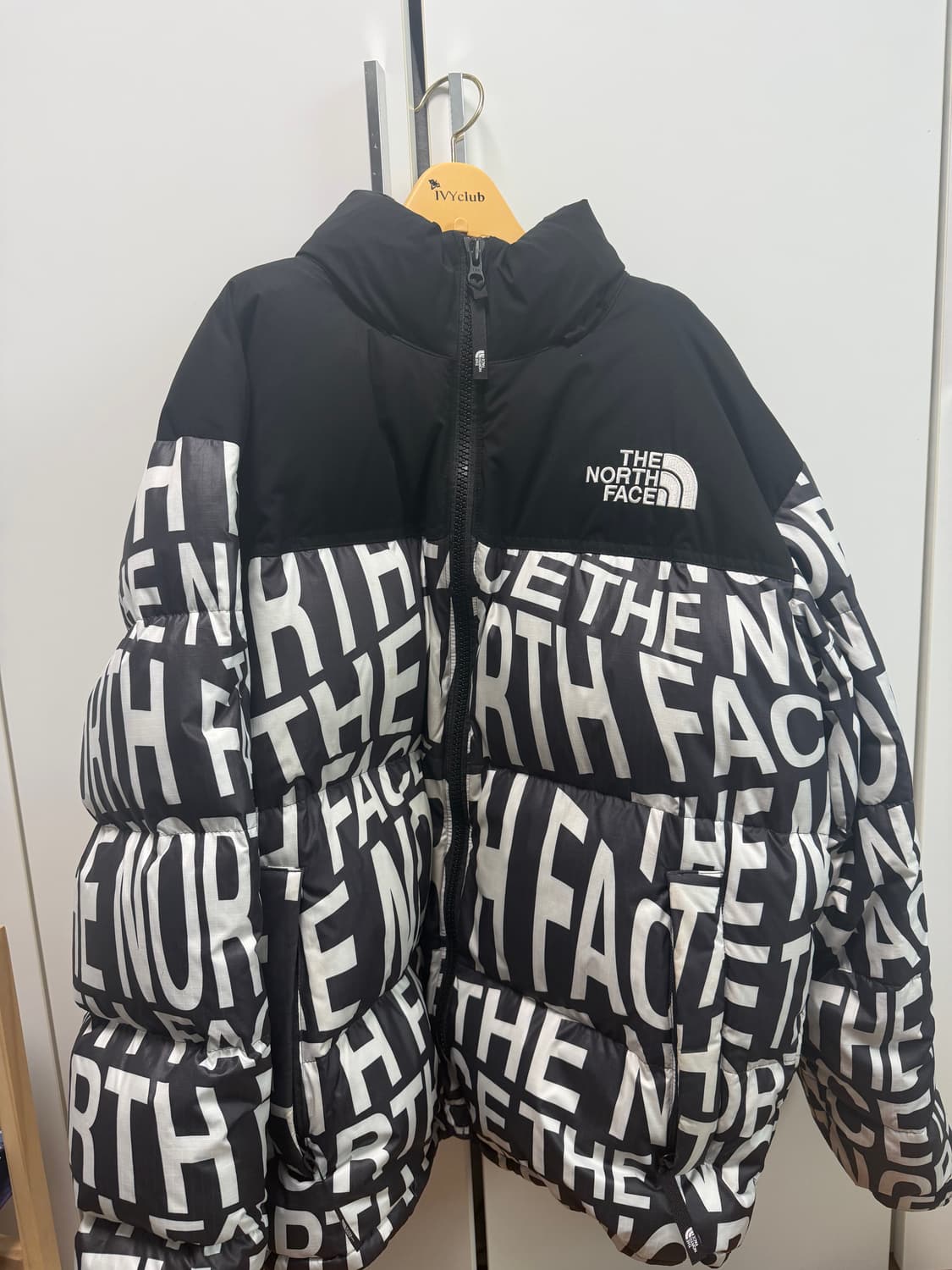 노스페이스 화이트 라벨 노벨티 눕시 다운 자켓 프린트 블랙 숏패딩 상품이미지3