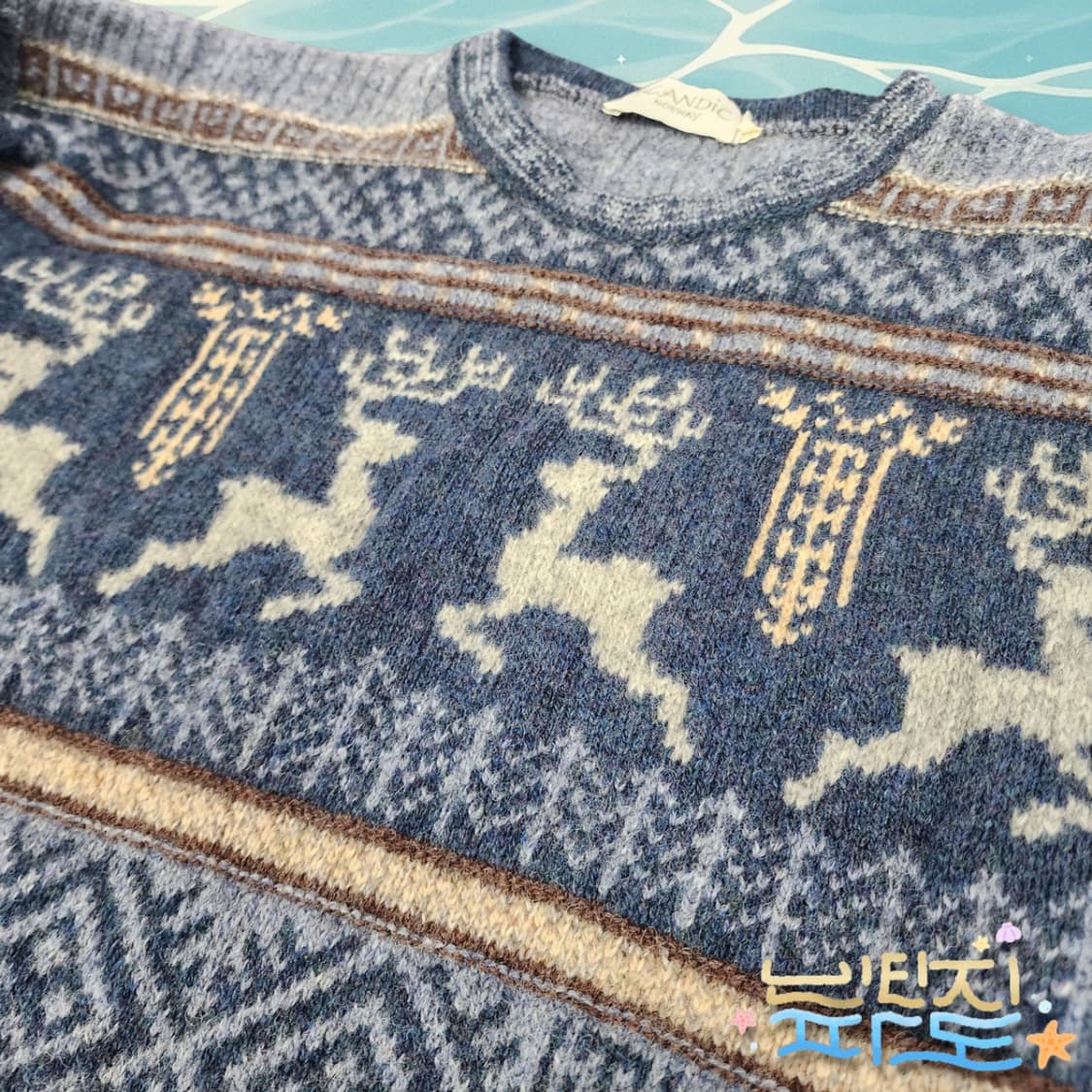 L 90s 노르딕 패턴 울 스웨터 상품이미지5