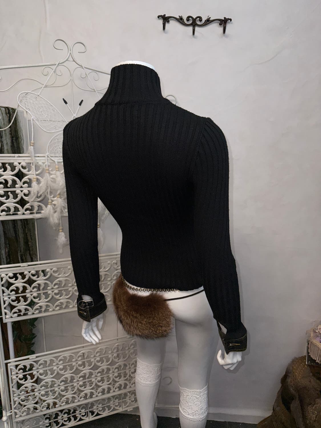 Egoist washing black denim knit zipup  상품이미지7