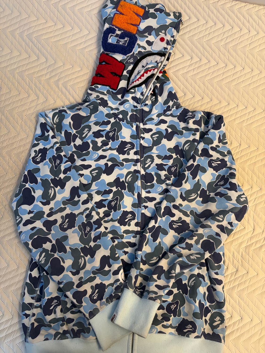 베이프 ABC 카모 샤크 풀 집 후드 블루 상품이미지2