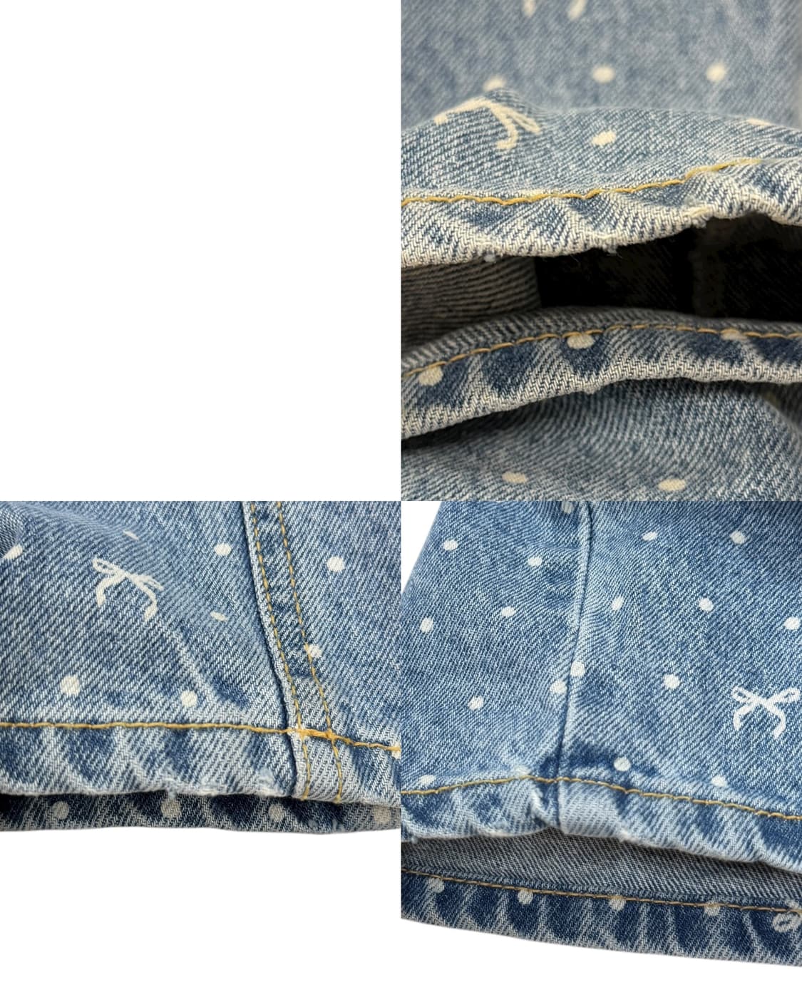 보카바카 리본 도트 땡땡이 패턴 데님팬츠 바지 L 상품이미지6