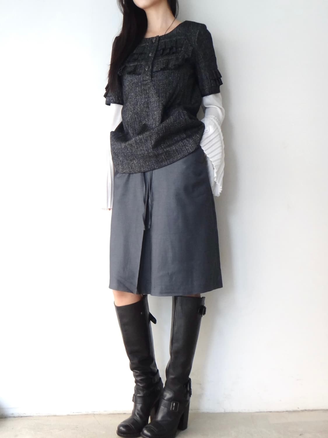 JILL STUART frill formal top / charcoal 상품이미지4