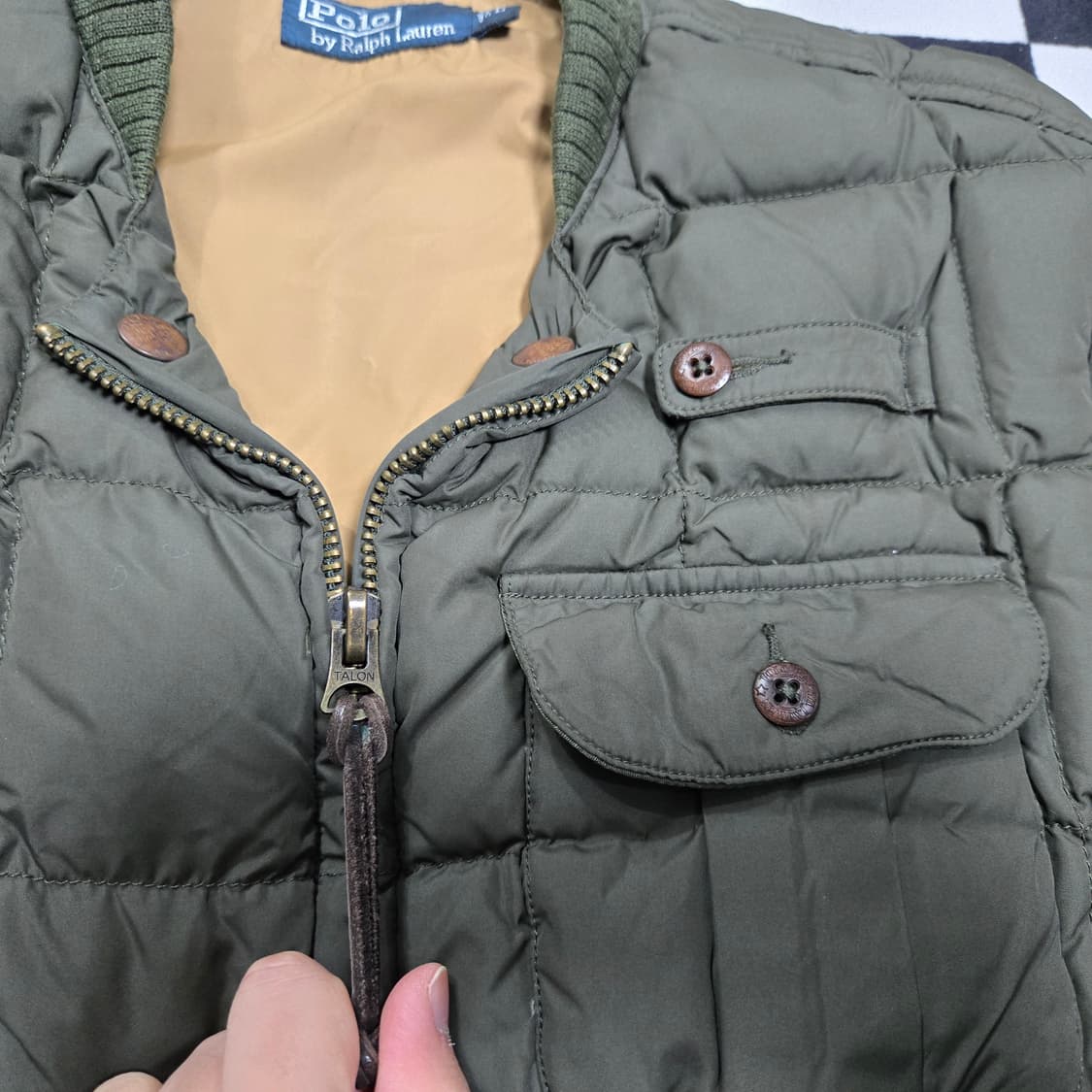 L 폴로랄프로렌 헌팅 밀리터리 오리털 다운 베스트 카키 상품이미지3