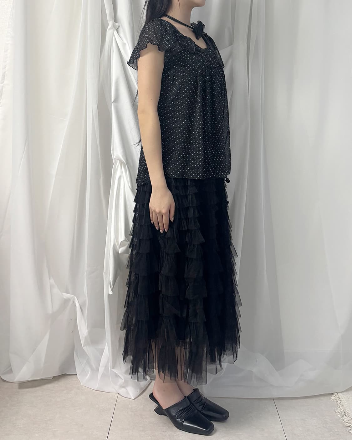 CLEF DE SOL see-through mini dot blouse 상품이미지8