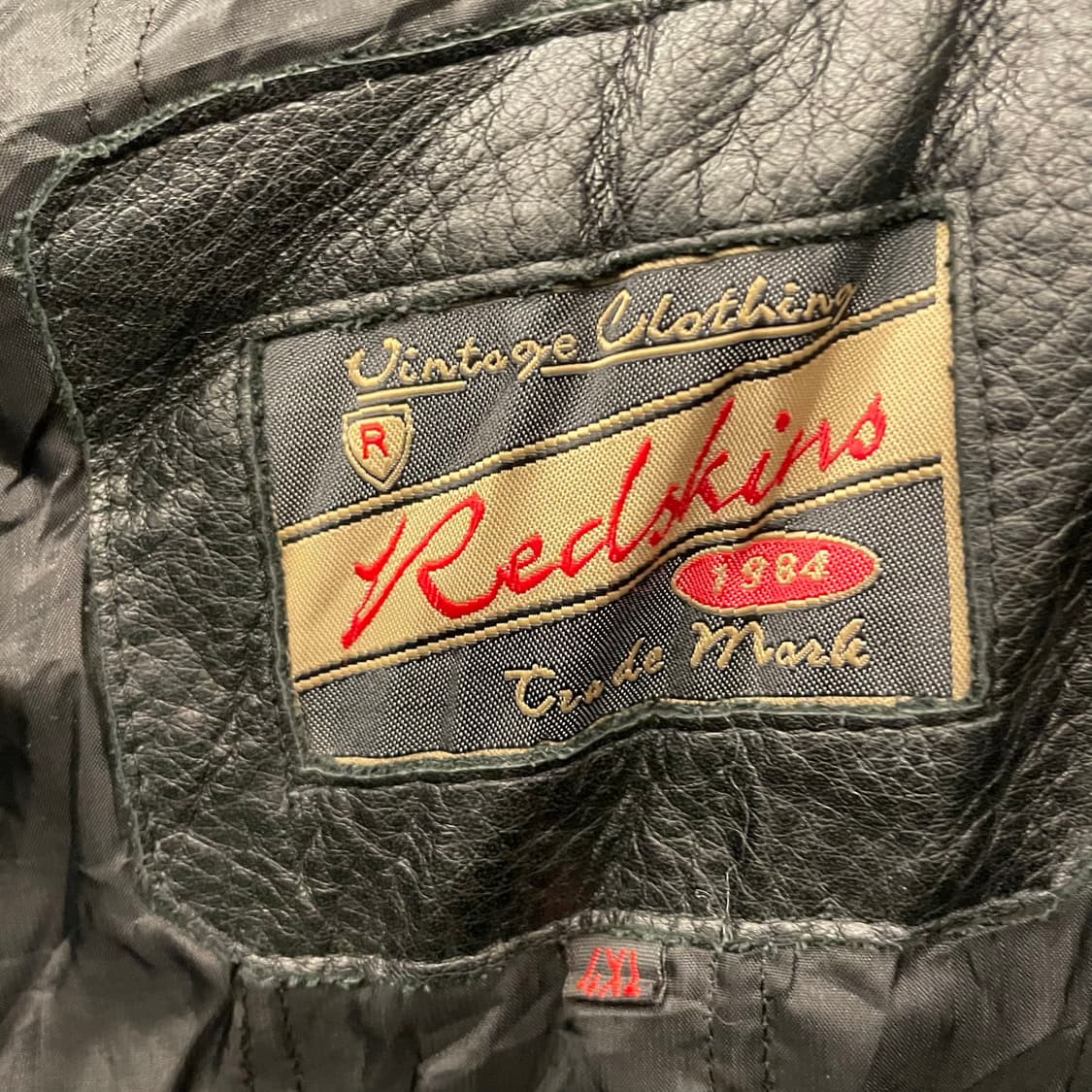 90s Red Skins 빈티지 클로딩 봄버 송아지 가죽 자켓 상품이미지8