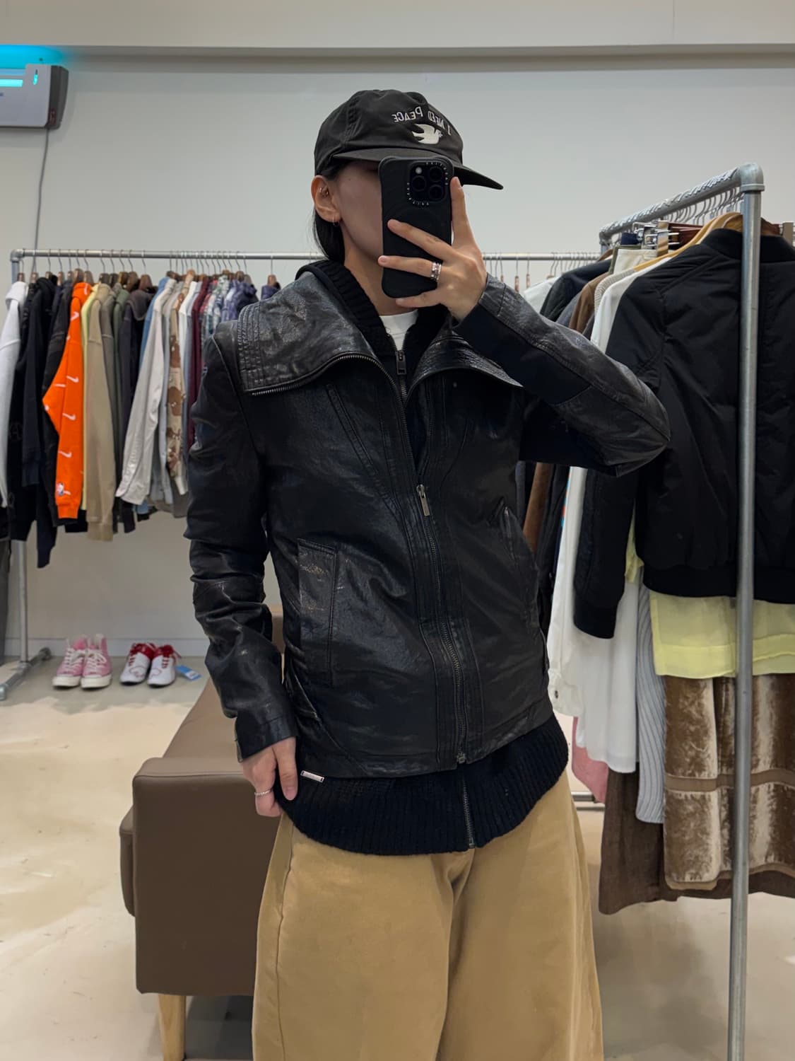 코데즈컴바인 하이넥 램스킨 레더 자켓 상품이미지6