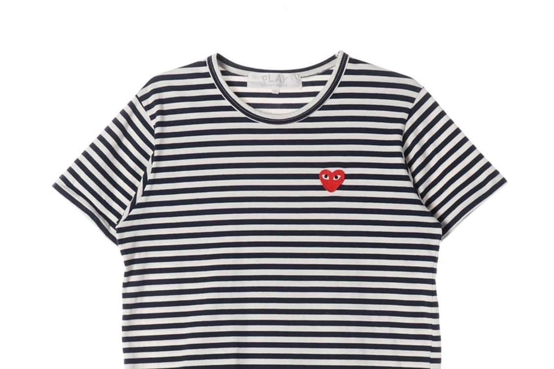 꼼데가르송 플레이 레드 하트 스트라이프 반팔티 L 상품이미지3