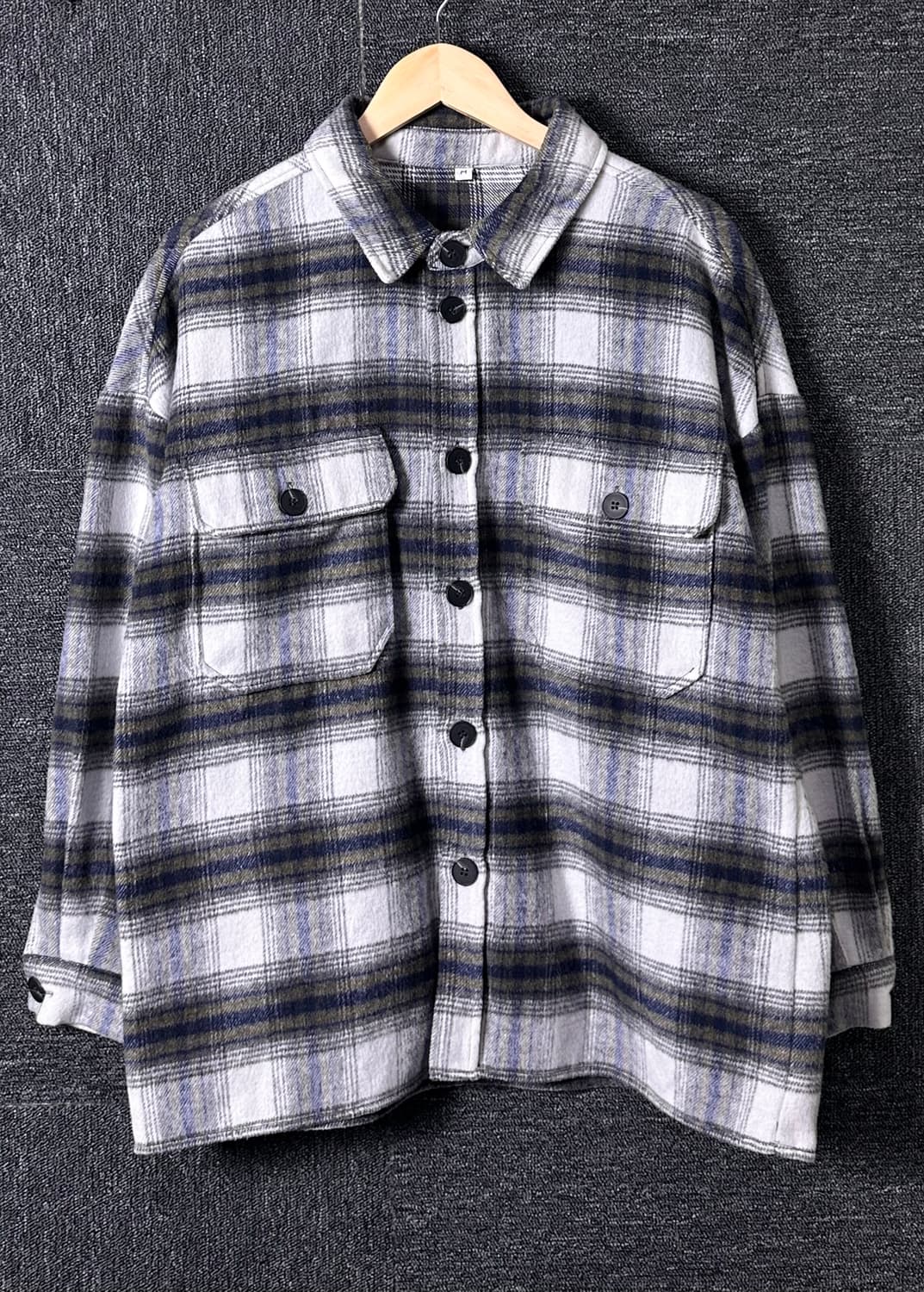 체크 모직 셔츠 자켓 L-xl 상품이미지1