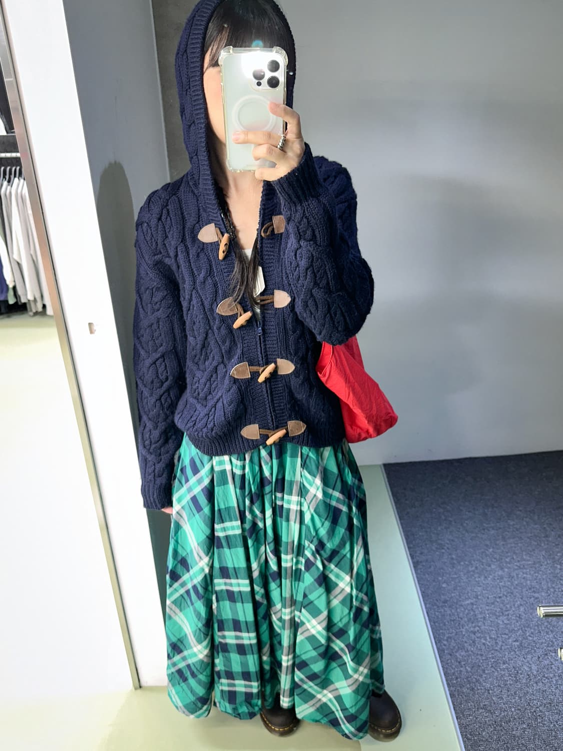 green check maxi skirt 상품이미지2