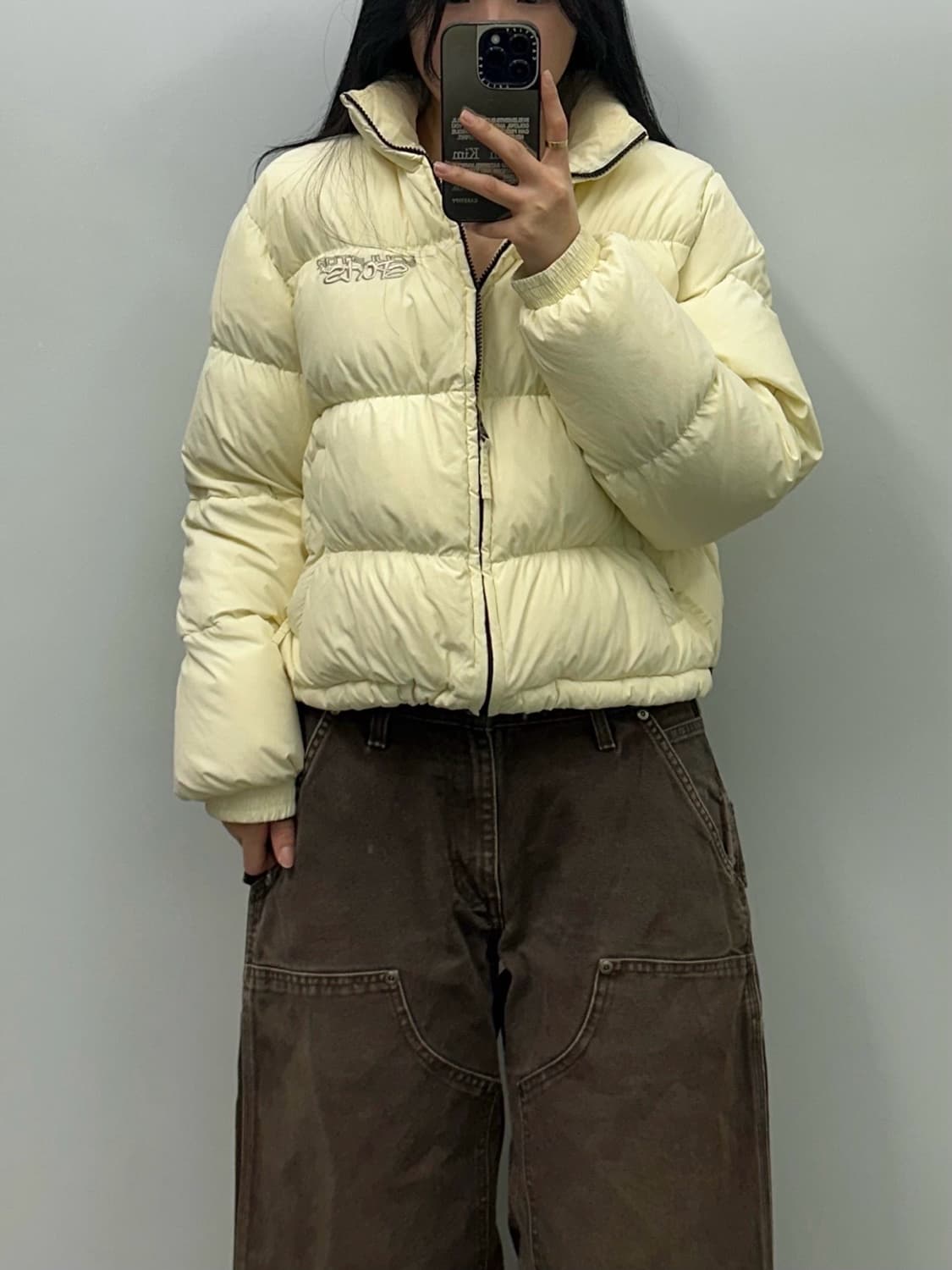 스컬프터 백로고 아이보리 패딩 상품이미지1