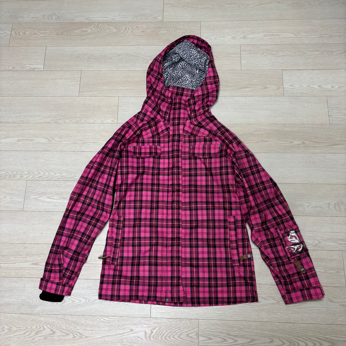 핑크 체크 스키 자켓 상품이미지1