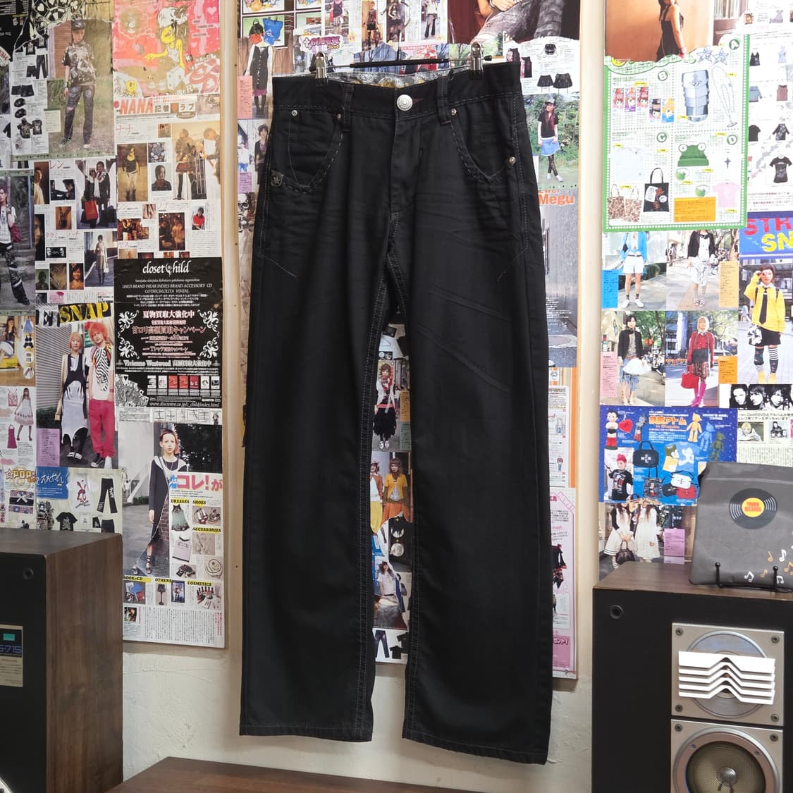 빈티지 웨스턴 스티치 블랙 코튼 팬츠 상품이미지2