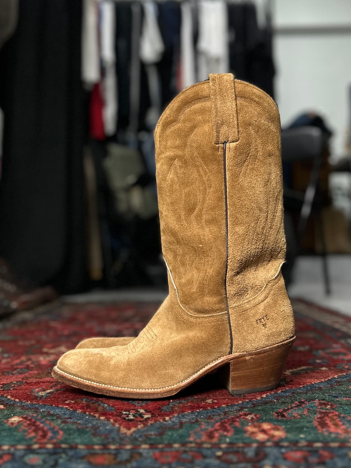 90s USA Made FRYE 러프아웃 스웨이드 카우보이 웨스턴 부츠 상품이미지5