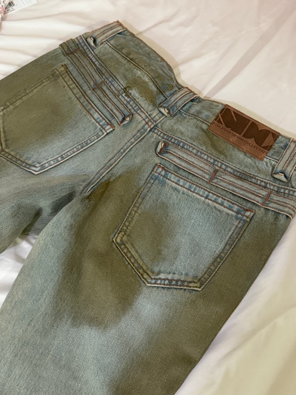 스컬프터 sculptor 메탈 브러쉬드 부츠컷 데님 팬츠 카키 (새상품) 상품이미지4