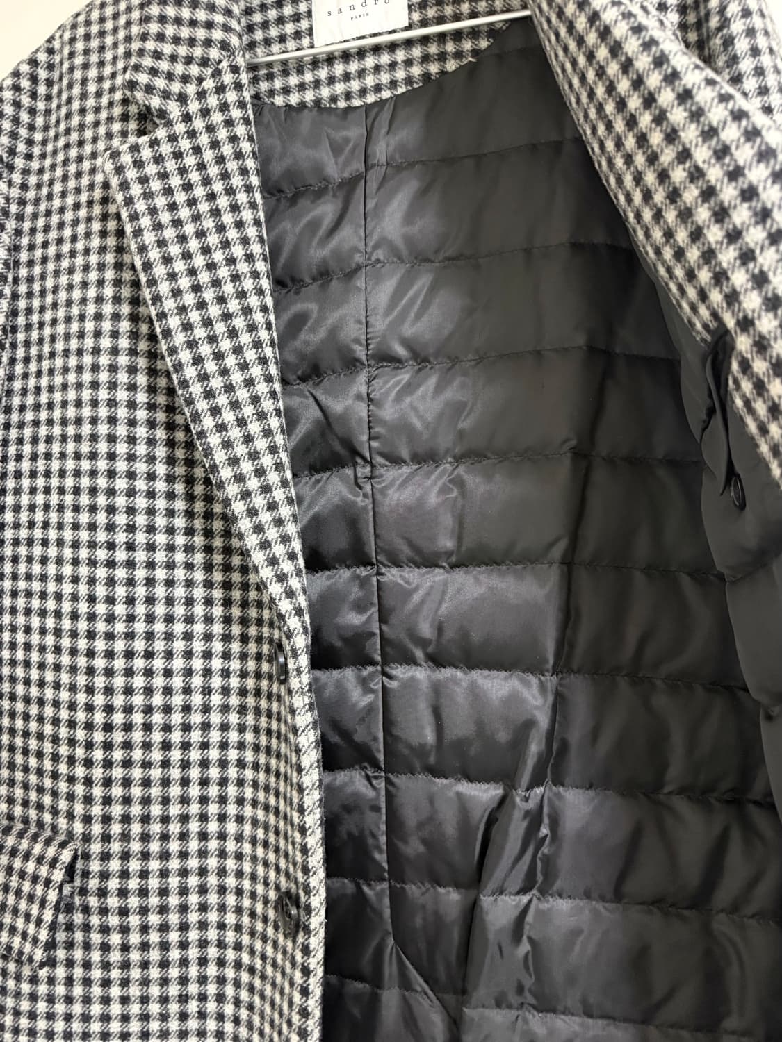 산드로 옴므 구스다운 하운드체크 울 패딩코트L 상품이미지6