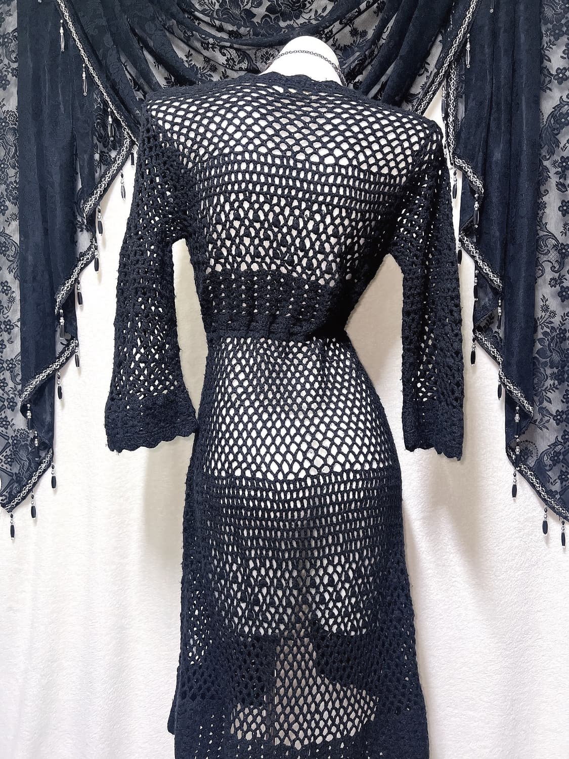 오리엔탈 다크페어리 뜨개니트 그물 로브 롱가디건 페어리그런지 빈티지 핀터 상품이미지9