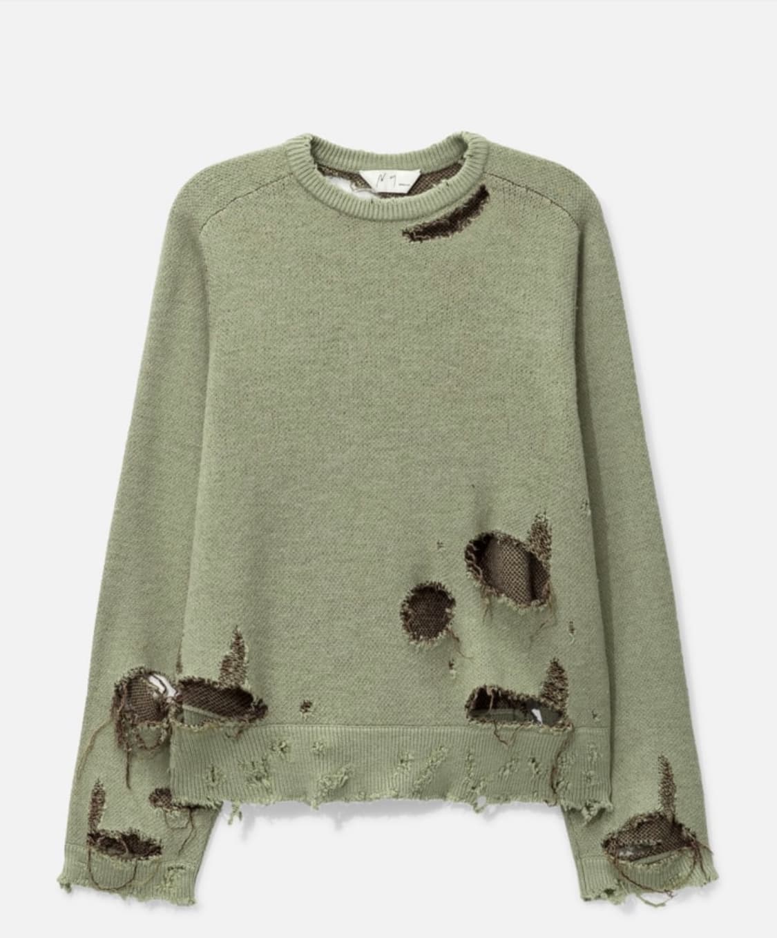 안셀름 데미지 니트 그린 ANCELLM DAMAGE KNIT 상품이미지1