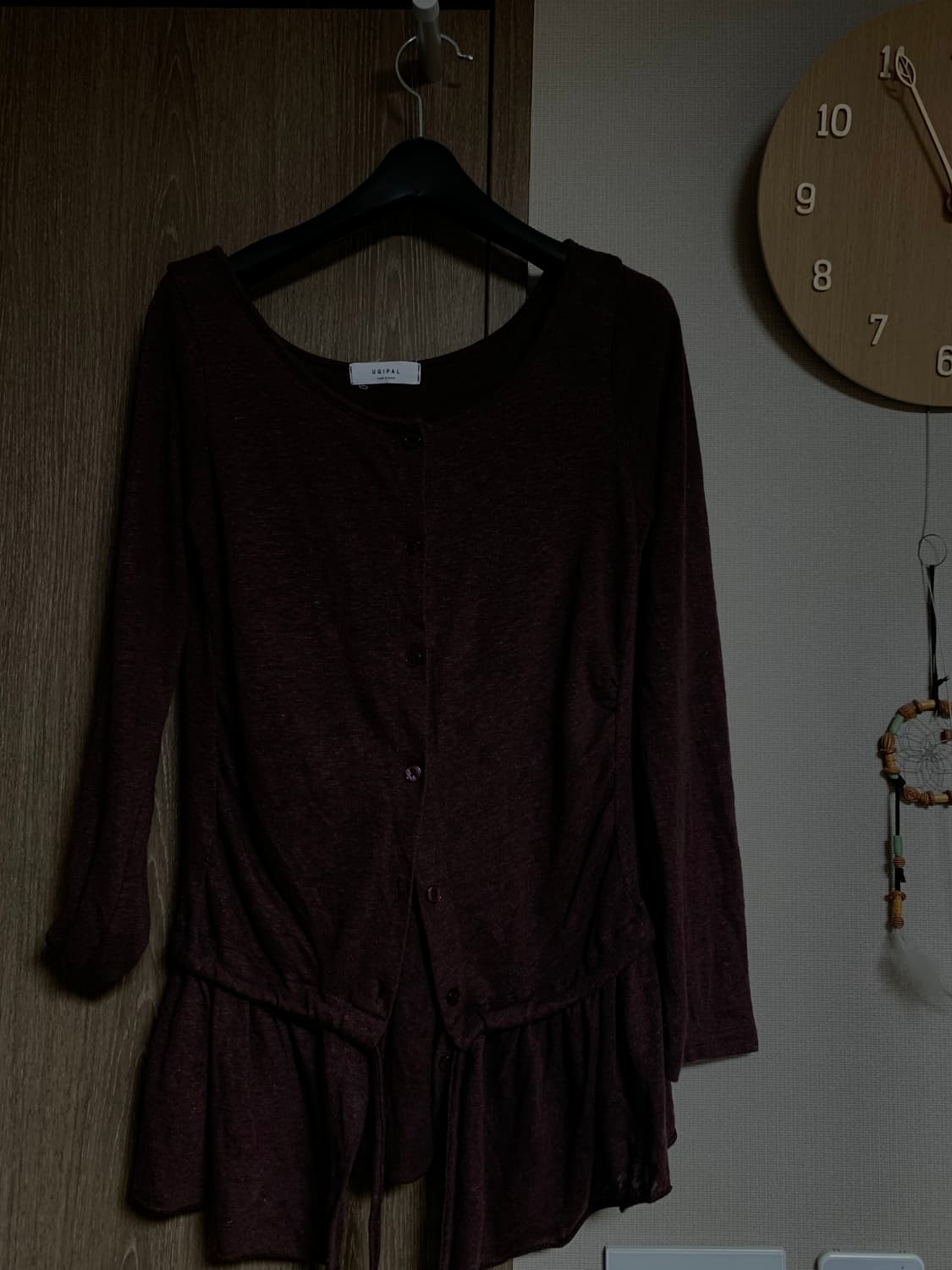 모래하우스 오픈 버튼 가디건 와인 상품이미지4