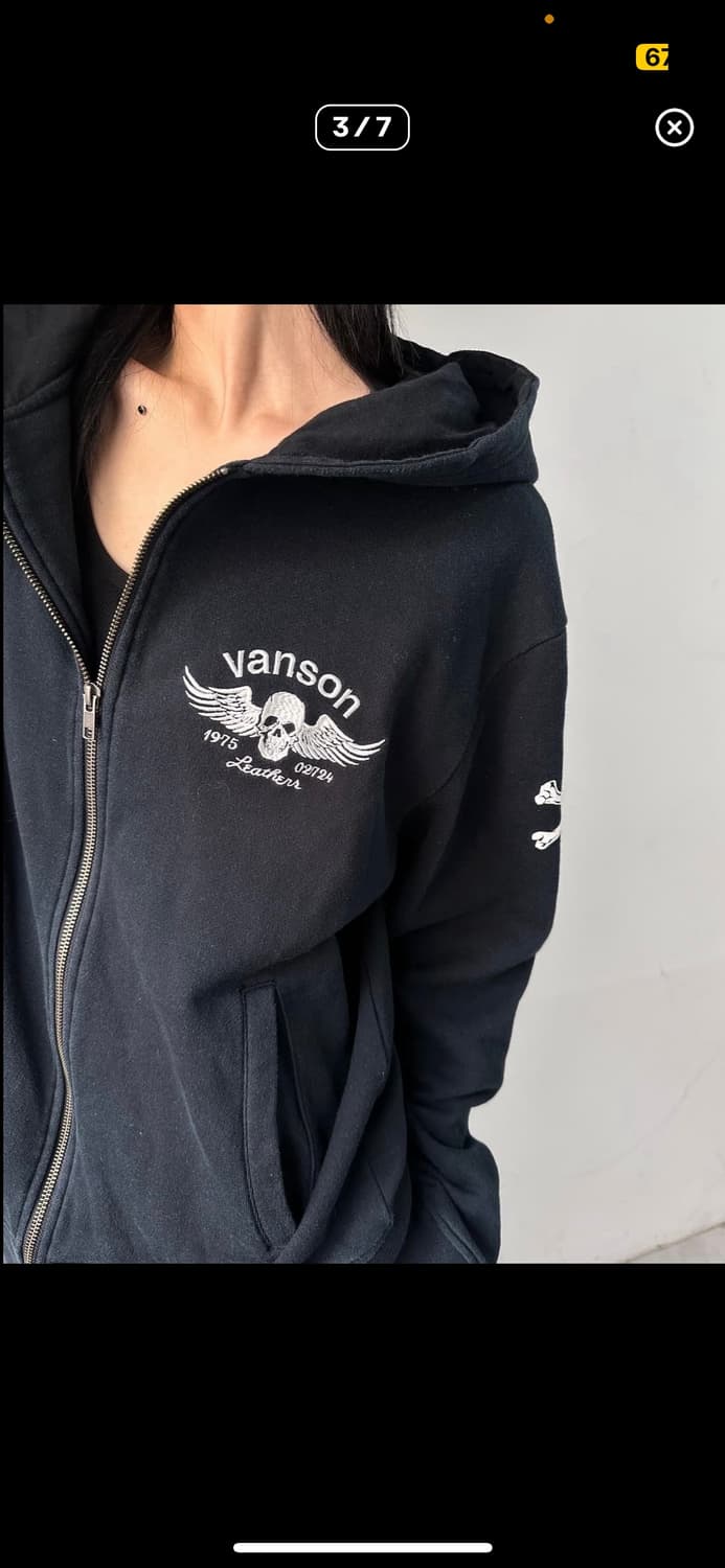 밴슨 스컬 아트워크 로고 프린팅 후드집업 상품이미지3