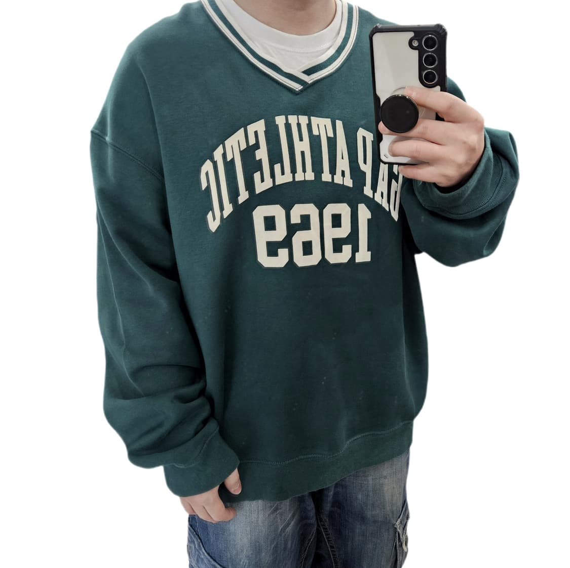 L 105) Gap 빈티지 브이넥 기모 맨투맨 상품이미지1