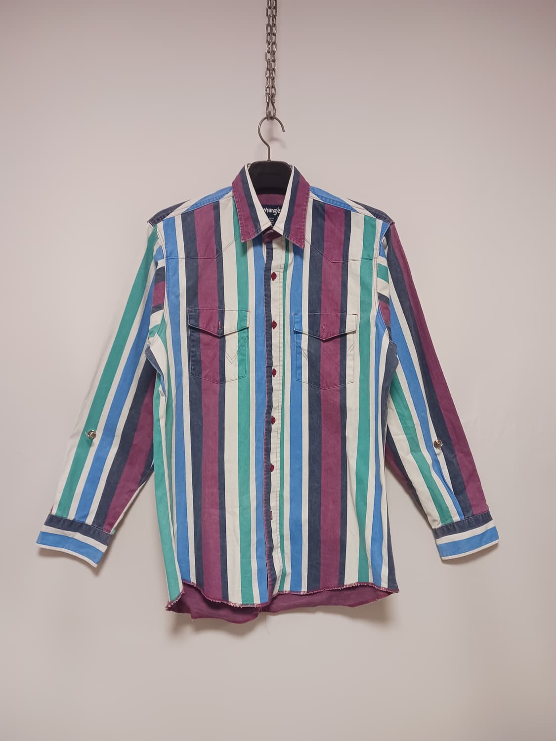 랭글러 90s 미국빈티지 브러시팝퍼 스트라이프셔츠 상품이미지1
