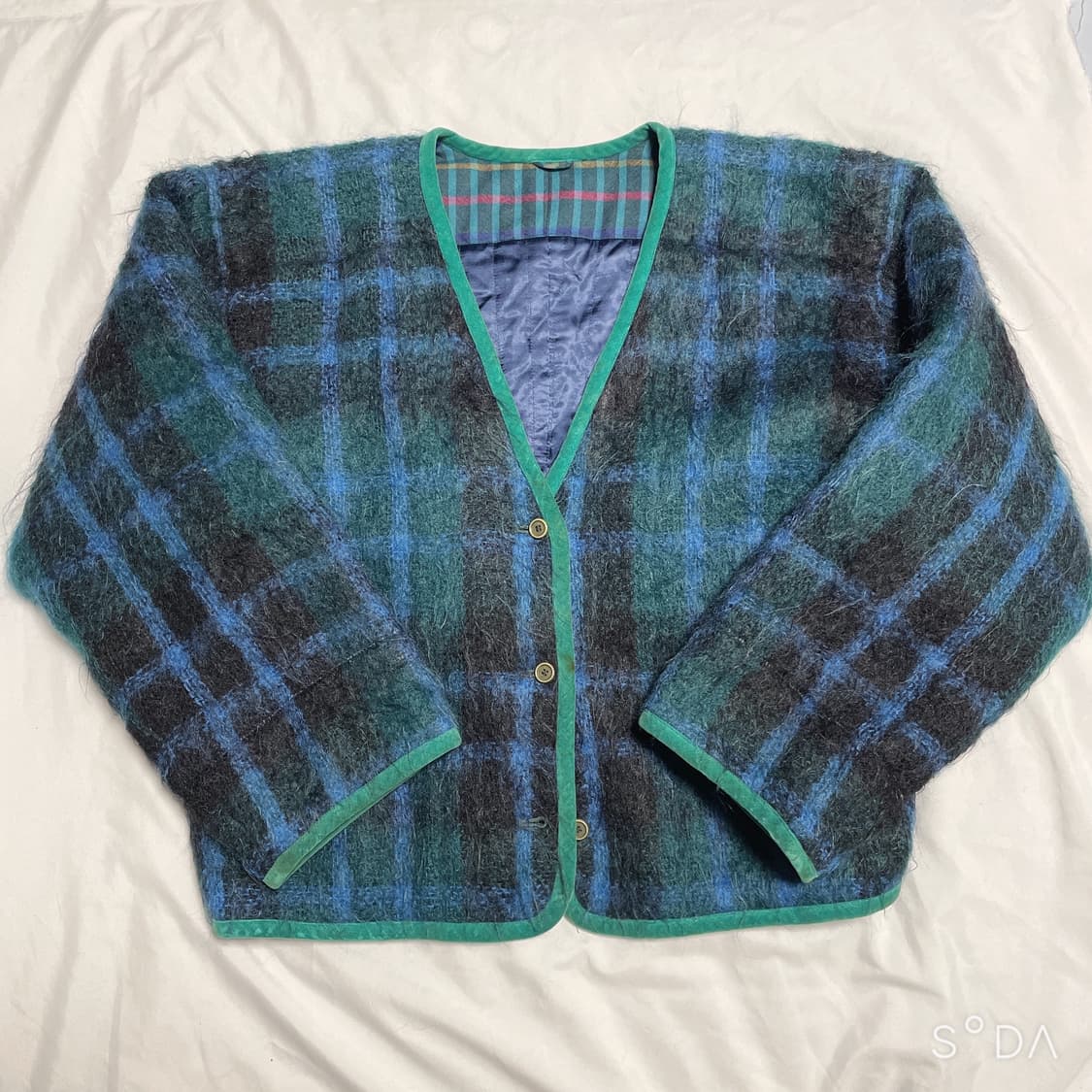 겐조 브이넥 체크 모헤어 가디건 M 상품이미지1