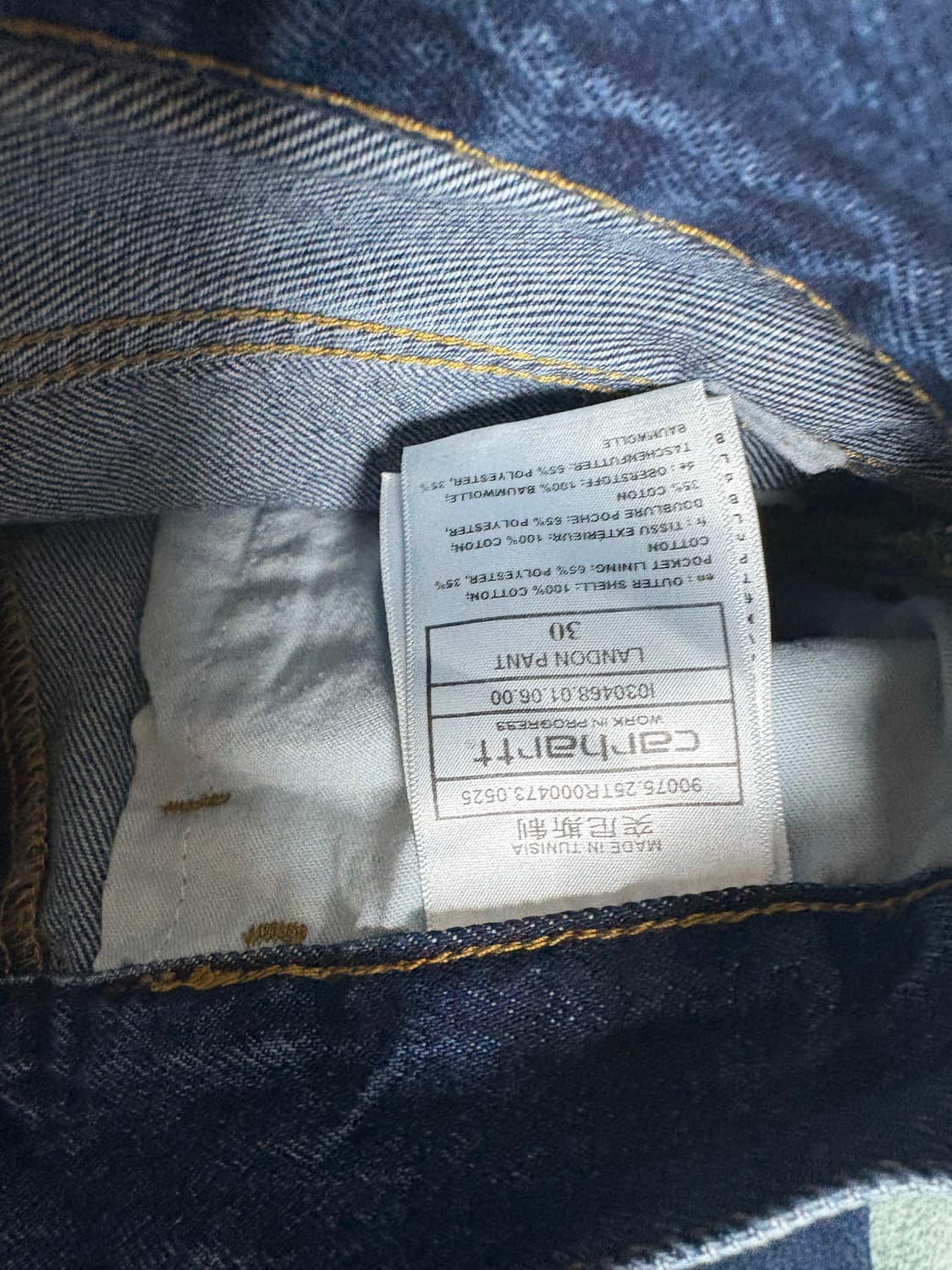 칼하트 WIP 랜든 팬츠 블루 스톤 워시드 30 상품이미지4