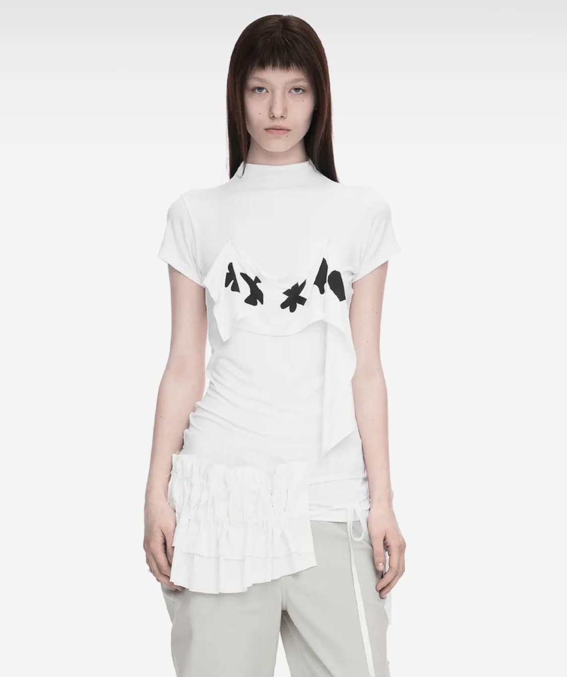 나체티셔츠 2-WAY PRINTED SLIM T-SHIRT IVORY 상품이미지1