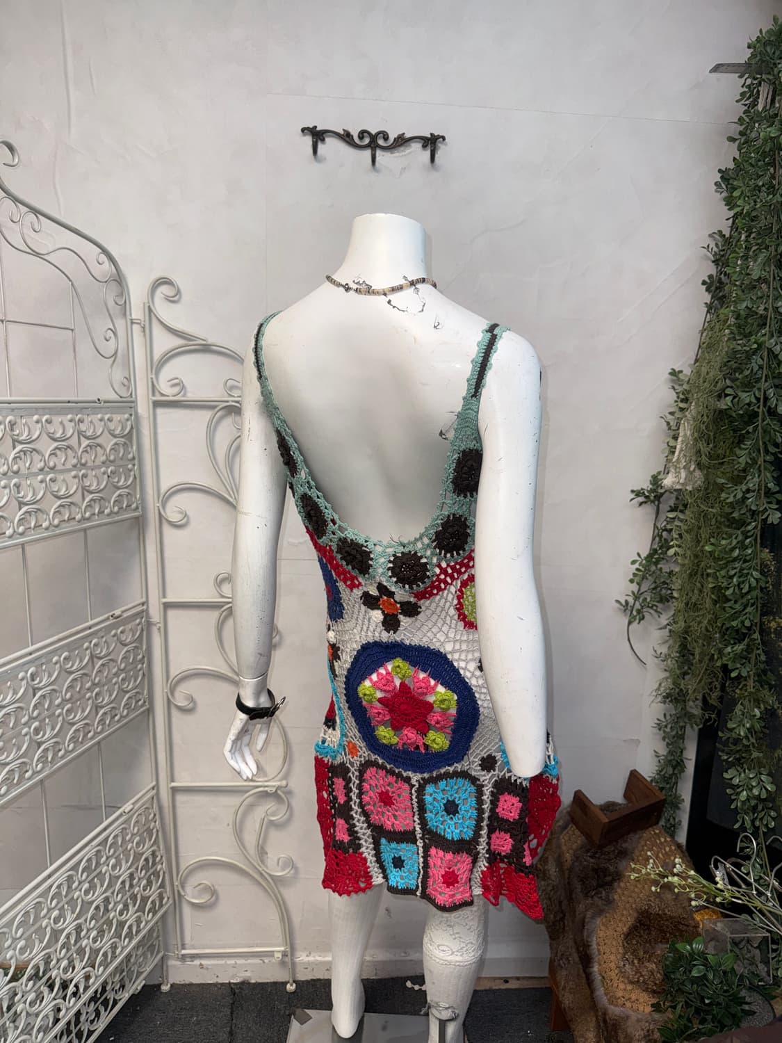 Mint red bohemian flower crochet ops 상품이미지6