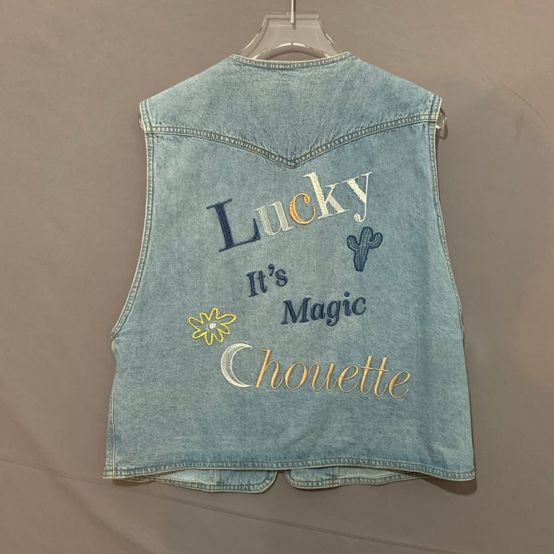 럭키슈에뜨 자수 오픈 데님 베스트 청조끼 상품이미지2