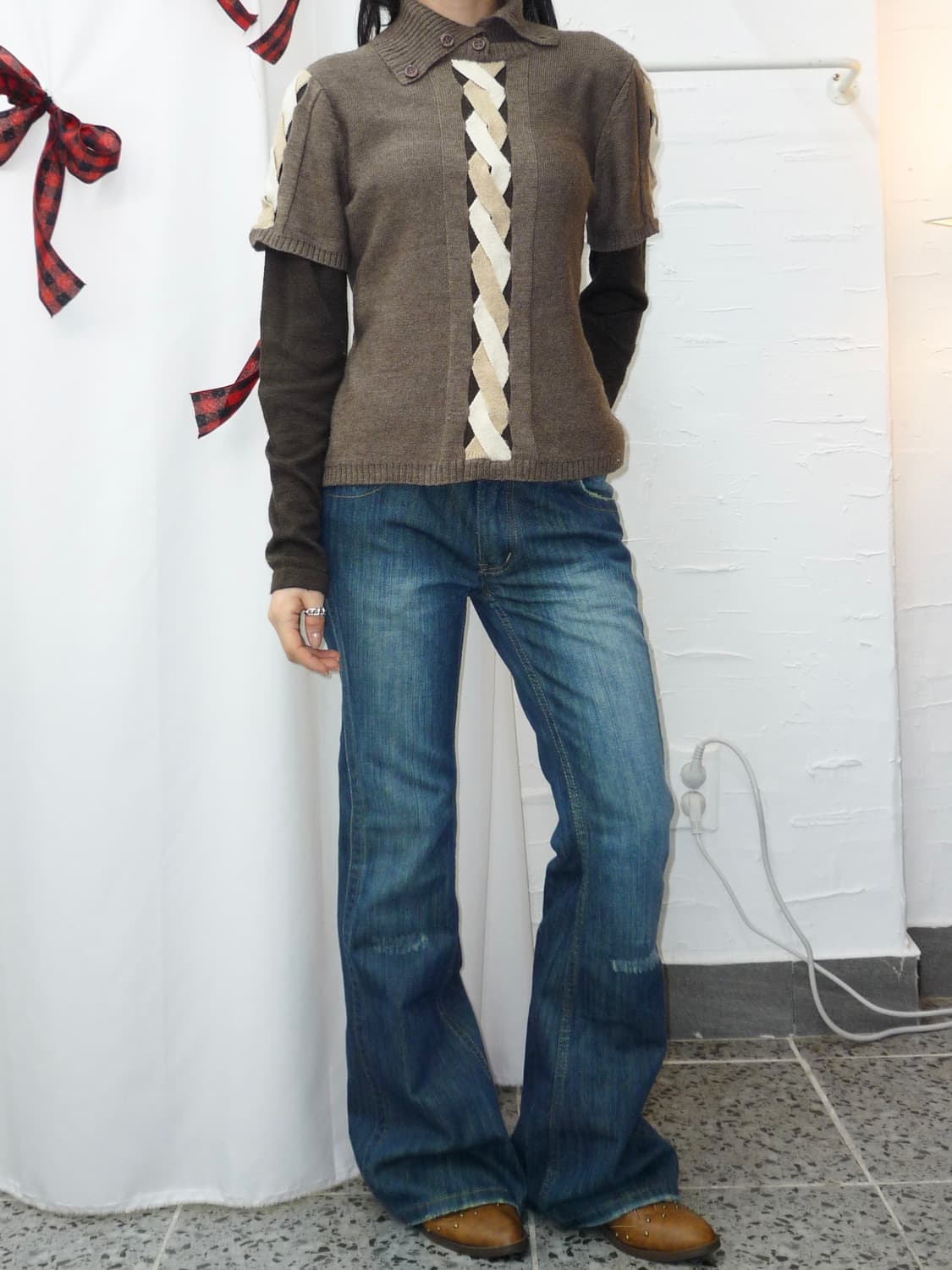 soft brown layerd knit 상품이미지4
