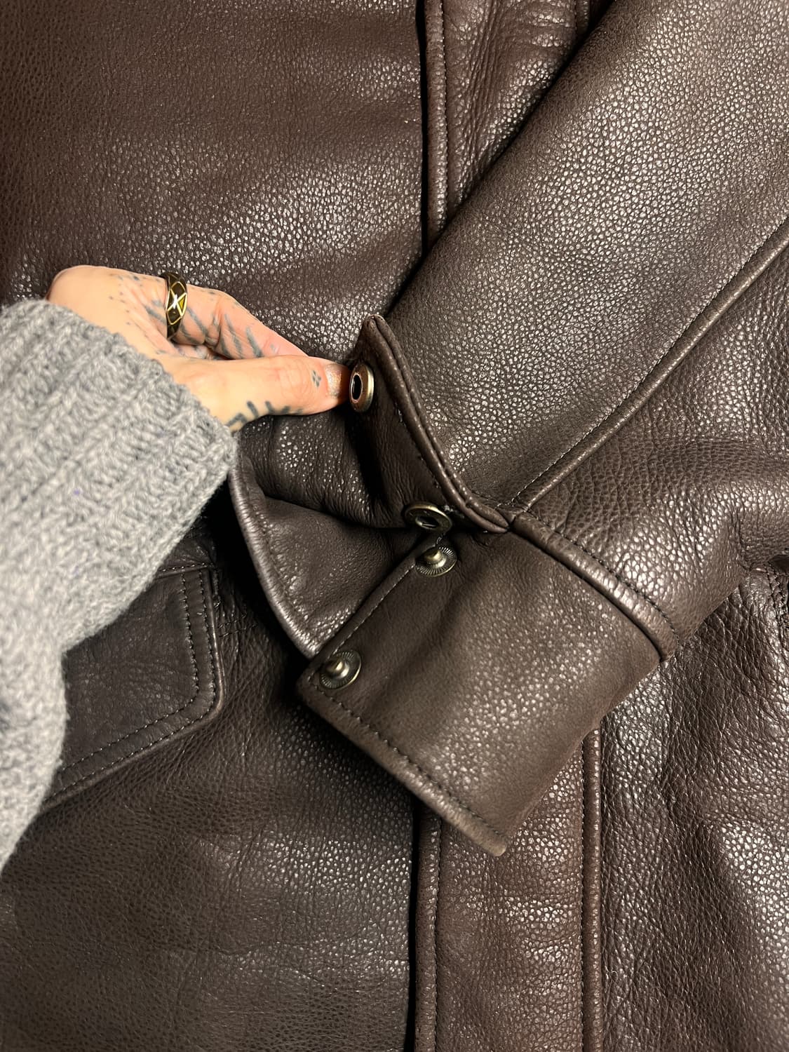 [Vintage] 런던 빈티지 리얼 레더 스탠드 칼라 하프 자켓 (S) 상품이미지6