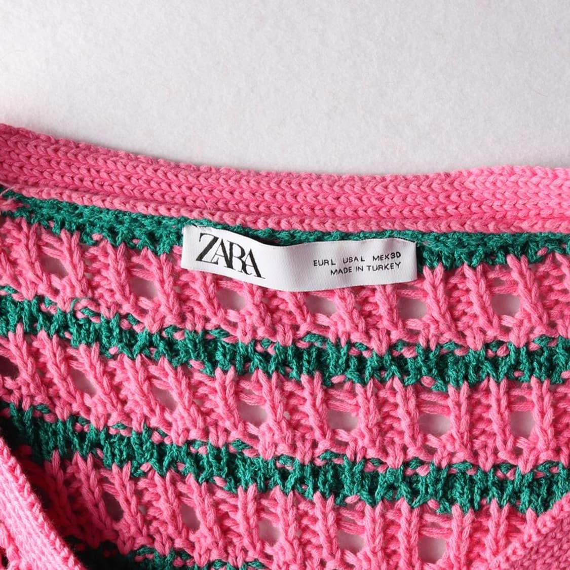 ZARA 스트라이프 크롭 니트 가디건 L 상품이미지5