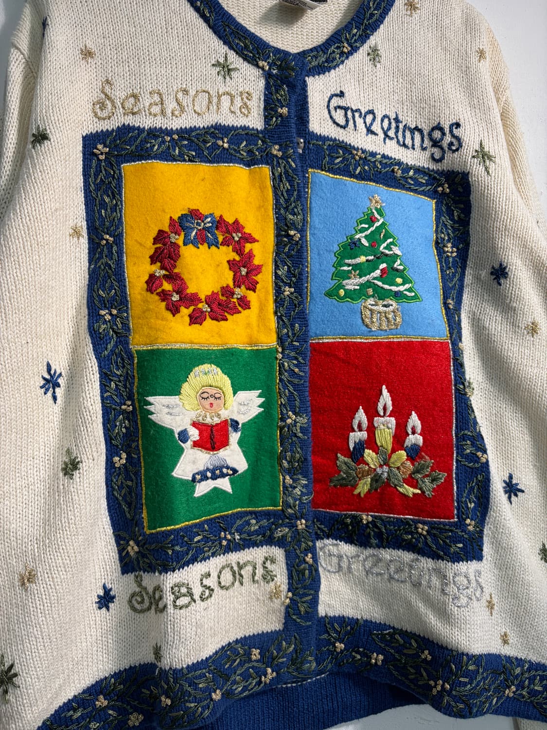 U.S.A. 크리스마스 어글리니트 라미&코튼 가디건 L 상품이미지3