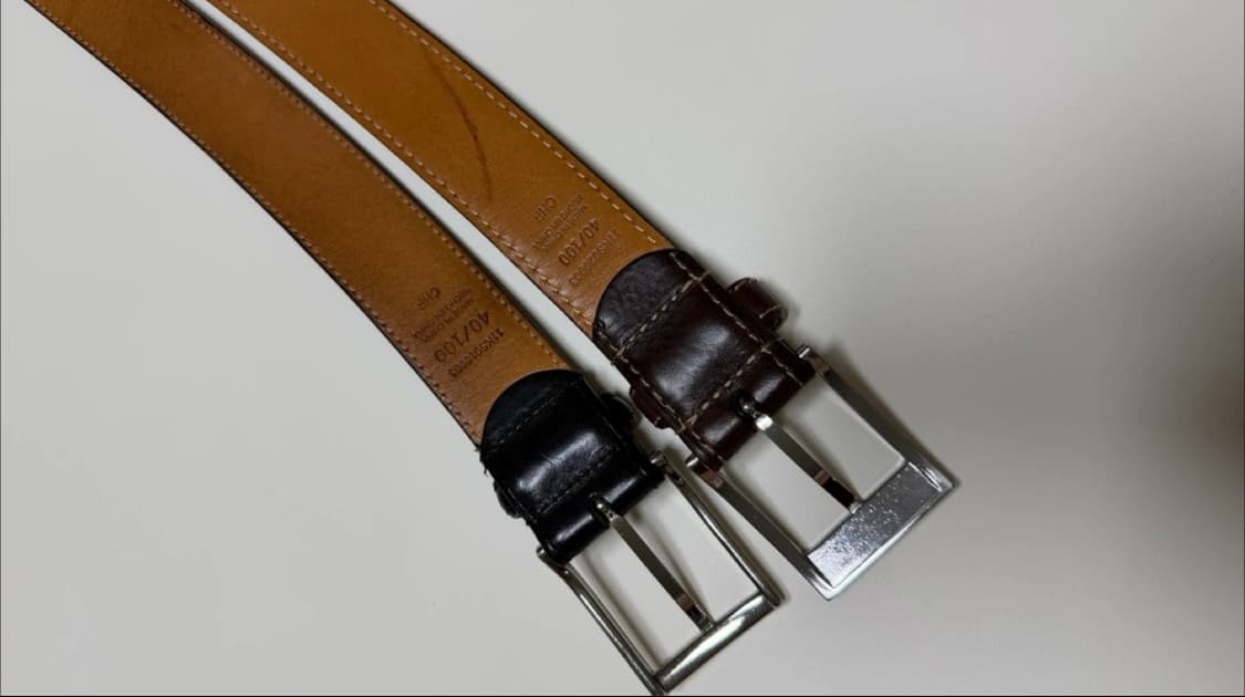 이탈리안 풀그레인 카우레더 벨트 38 블랙 상품이미지2