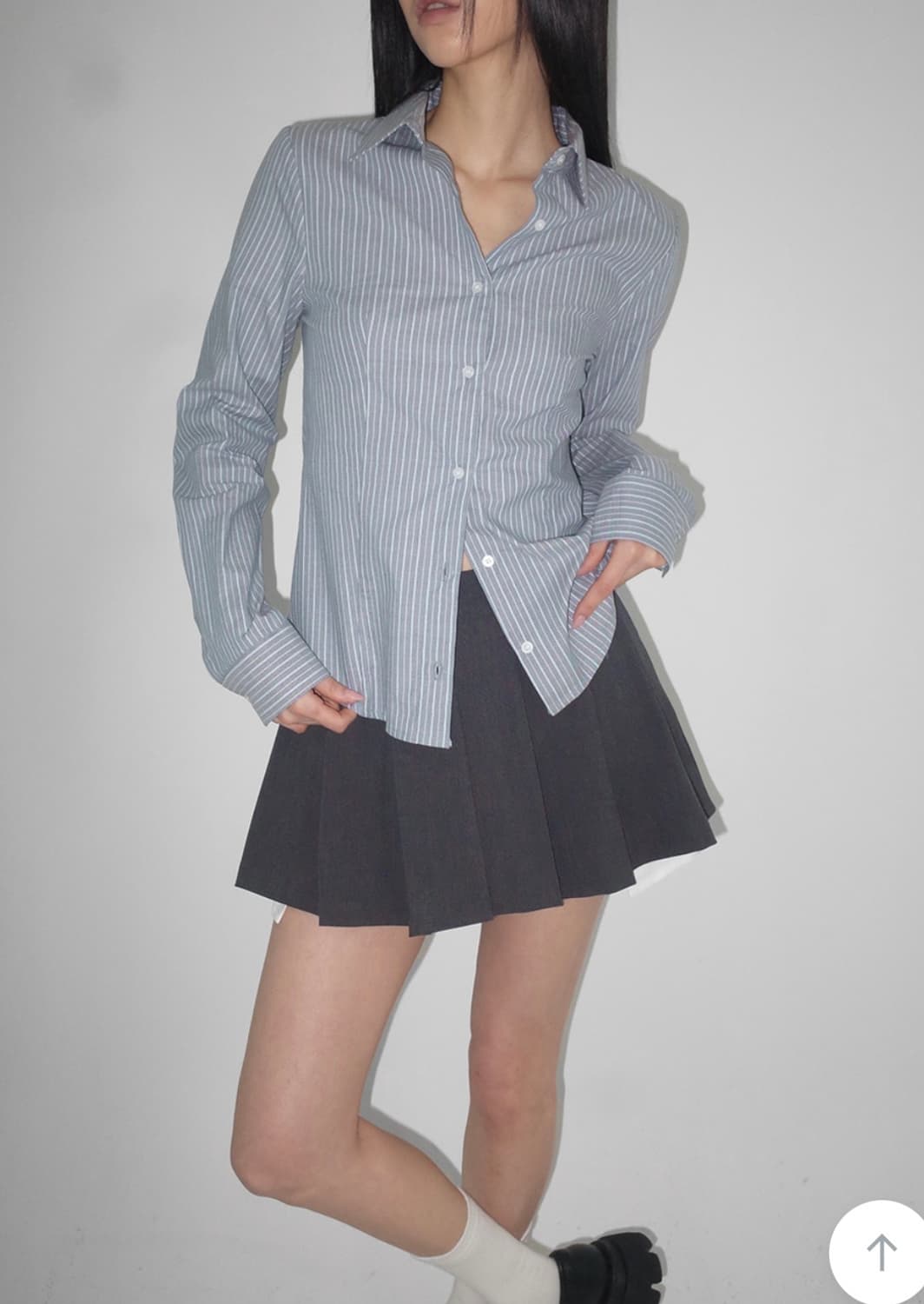 블랙업 하이테 스트라이프 셔츠 블루 S 상품이미지2