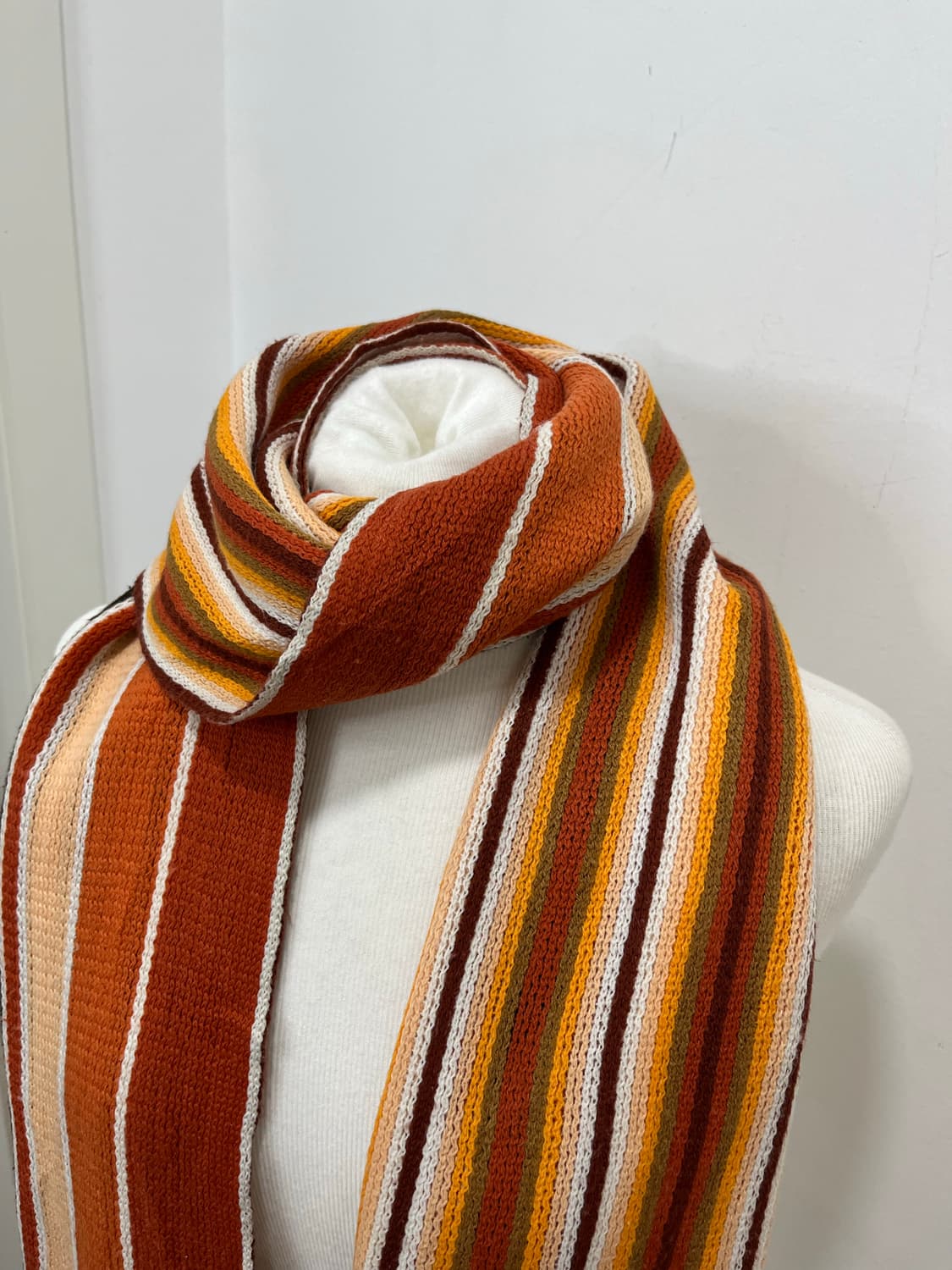 일본 빈티지 모리걸 오렌지 무지개떡 테슬 머플러 상품이미지2