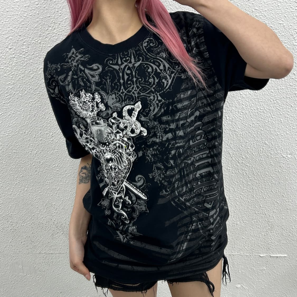 00s 재팬 프린팅 블랙 락시크 반팔티 2XL 상품이미지1