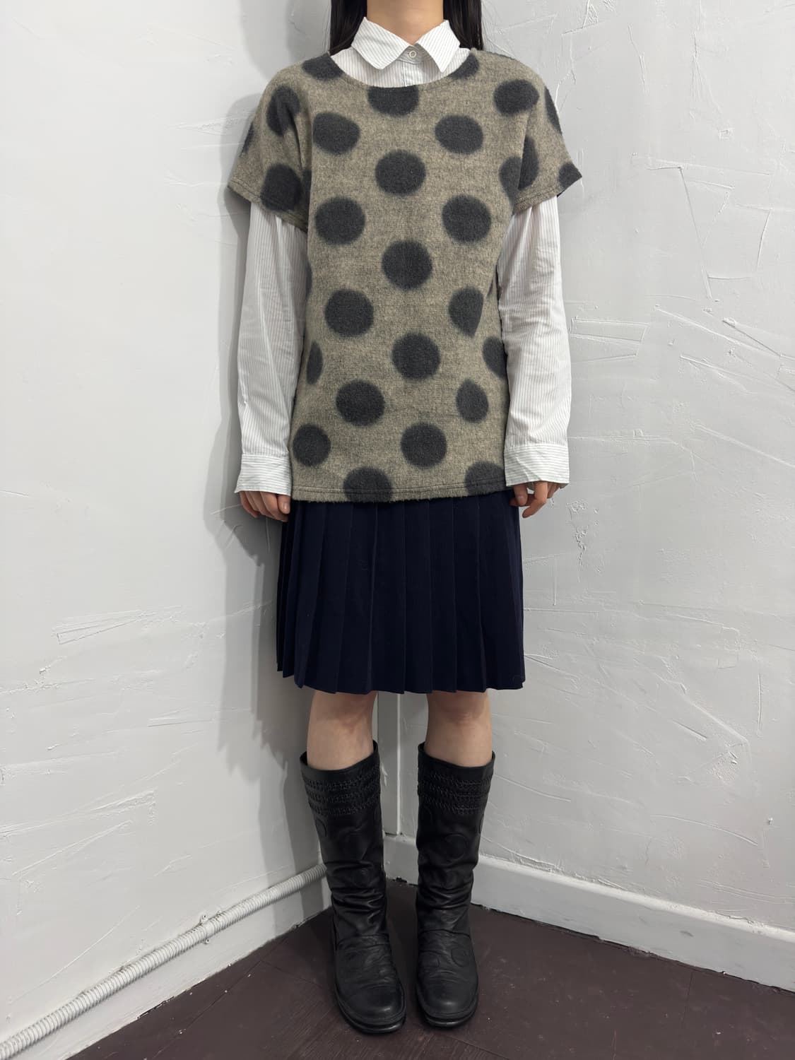 floridakeys navy pleats knit skirt 상품이미지3