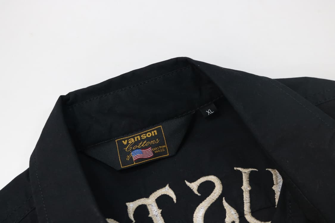 VANSON 밴슨 빈티지 스컬 윙 자수 블랙 워크 셔츠 (XL) 상품이미지8