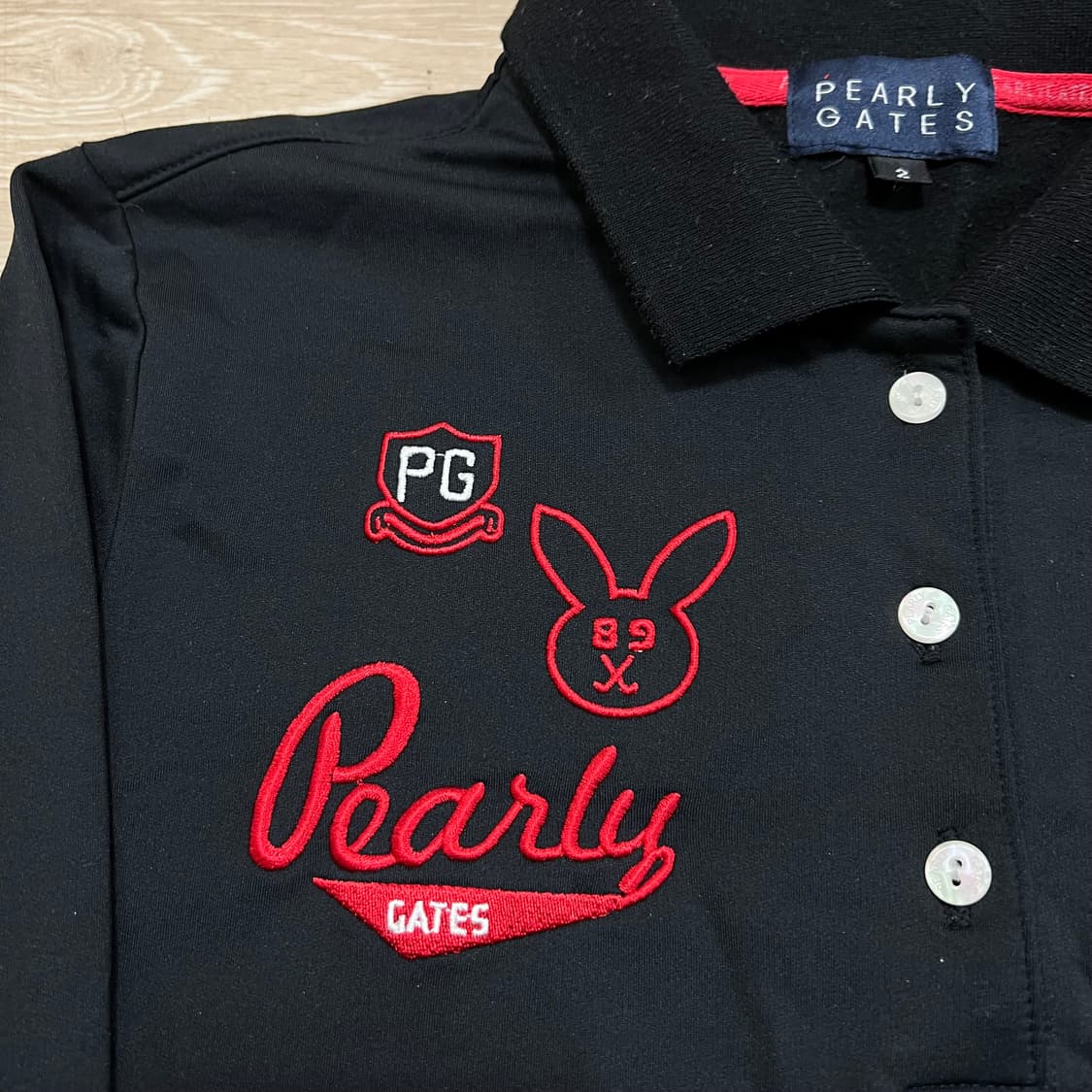 파리게이츠 여성 골프웨어 자수 로고 패치 긴팔 카라티 [블랙] 2사이즈 상품이미지4